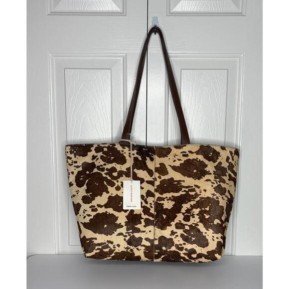 Lucky Western Cowhide Tote Bag – Real Leather Brown & Cow Print Shoulder Bag